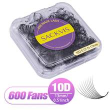SACKVIS 600Fan Clusters Pre Made Fan Lash 10D/15D/20D Volume Aguud Ready-Made Fan Lash Extensions 0.07Mm D Curl Easy Application Lightweight Design Pre Fanned Knot Free - View 7