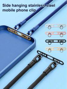 极简合金挂绳垫 1 件装 黑色/银色/玫瑰金/金色/不锈钢侧挂式手机支架，防丢牢固连接器，纯色极简手机挂绳配件，侧挂式双扣垫，超薄背贴防丢牢固连接器垫，双挂式双耳手机支架，腕带，金属垫，智能手机挂绳，手机挂绳 生日礼物 派对 - 彩色 - 查看 3