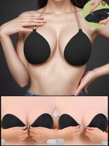 1 chiếc áo ngực dán màu đen dành cho nữ, áo ngực không dây có thể tháo rời, phù hợp với váy cổ chữ V sâu, váy cưới và các dịp đặc biệt. - màu đen - Xem 2