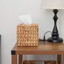 1pc Bohemian Style Natural Rattan Hand-Woven Tissue Box With Lid, Square Woven Tissue Storage Box, Durable And Easy To Clean, Cube Storage Box, Suitable For Home/Living Room/Office/Bathroom - Ginger - View 7