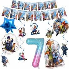 10 Peças Conjunto de Balões Azuis para 1st Aniversário: Material de Alumínio Metalizado + Látex Dupla Camada, Estilo Cartoon Legal! Inclui Balões Numéricos Azuis Brilhantes "1-9", Balões em Formato de Nick e Judy + Bolas Decorativas com Glitter, Tons de Azul Claro Reproduzindo Imagens dos Personagens, Vívido e Atraente. - Multicolorido - Visão 21