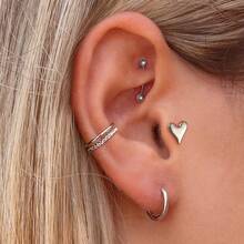 1pc ASTM F136 Titanium 16/18G Sharp Heart-Shaped Cartilage Tragus Labret Lip Stud Earring Helix Conch Flat Back Threadless/ Internal Thread Stud Piercing Jewelry For Women Men - Heart-shaped - View 7