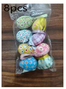 8pcs Colorful Easter Decorative Eggs, Foam Wrapped Colored Eggs, Hanging Style Decorative Eggs, Lucky Eggs, Spring Easter Decorations, Decorative Baskets, Easter Tree Ornaments, Game Prizes, Easter Gifts, Holiday Birthday Party Favors And Home Decor - Nhiều màu - Xem 8