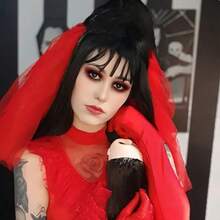 Lydia Deetz Inspired 40.64cm Black Bob Wig With Claw Clip- Heat Resistant Synthetic Hair For Halloween, Christmas Cosplay - Black - View 1