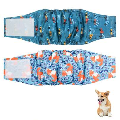 2 piezas de pañales reutilizables para perros machos, envoltura de tela lavable para la barriga de las mascotas, ropa interior para cachorros, pañales para el cuidado de mascotas