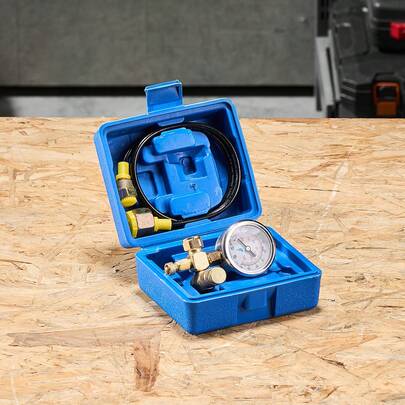 Hydraulic Nitrogen Accumulator Charging Kit, 0-1420 PSI Nitrogen Fill Kit, Pressure Test System With 1 Pressure Gauge, 1 Gas Hose, 1 Valve Body And 1 CGA580 Adapter For Construction Machinery