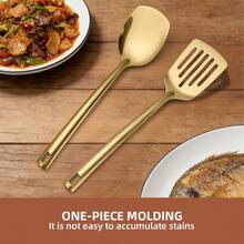 2/6pcs - Stainless Steel Spatula Set, Golden Steak Spatula, Solid Spatula, Non-Stick Cookware, Kitchen Utensil Additions, Dishwasher , Easy To Clean - - - View 3