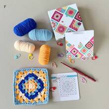 Set de práctica de ganchillo, kit de aprendizaje de patrones de tejido de abuela DIY, set de principiante de ganchillo con hilo y herramientas, accesorios portátiles de tejido, suministros básicos de ganchillo DIY con hilo, colores surtidos - Los colores de todos los accesorios del conjunto son aleatorios. - Ver 6