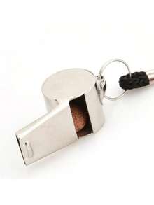 Silver Stainless Steel Whistle, 6-Digit Metal Referee Whistle, Emergency Whistle, Sports Fan Whistle With Black Lanyard - Multicolor - View 6