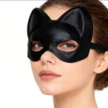 1件装 女士嘉年华派对3D猫形面具角色扮演服装，派对装饰面具，情侣化妆舞会活动配饰 - 黑色 - 查看 5