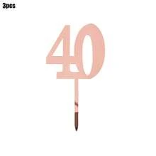 1pc/3pcs Minimalist Gold Acrylic Number 18 21 30 40 50 60 Anniversary Birthday Party Cake Topper - Multicolor - View 22