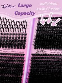1360PCS/680PCS Lash Clusters With Spikes, T50D+80D+100D+120D Wispy Eyelash Clusters Kit, 0.31-0.63inch Spiked Lash Clusters, Russian Volume Lashes, Volume Cluster Eyelash Extensions, Lash Clusters Kit Individual Lashes With Lash Bond And Seal, Tweezers, Brush, Remover, Suitable For Halloween, Christmas, Party, Wedding, Daily Wear, Lash Clusters Kit, Lashes, Eyelashes, Fake Lashes, Festive Glam Beauty - 紫色 - 查看 3
