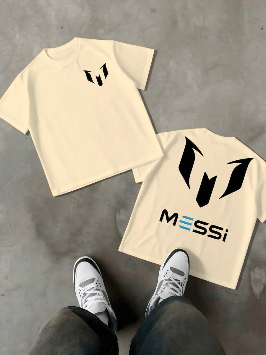 Abstract Logo Men's Vintage 220g T Shirt Casual Double Sided Graphic Men Clothes 1pcs Streetwear Digital Printed T Shirt 100% Cotton Y2K Tee They Are Excellent Gifts For Friends And Family - Apricot - View 1