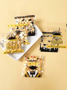 100个毕业礼品袋，透明毕业帽图案礼品包装袋，毕业派对回礼袋，祝贺2026届毕业生，毕业装饰，毕业饼干烘焙袋，毕业糖果袋，毕业庆祝桌面装饰，毕业甜点袋，毕业DIY包装用品，毕业礼物，派对回礼 - 畢業季 - 查看 10