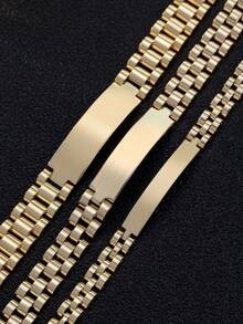 1pc 14K Gold Plated Personalized Simple Fashion Watch Strap Bracelet | Mature Business Geometric Bracelet For Men Daily Holiday Party Wear Best Gift - Gold - View 5