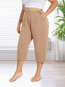 Women's 3 Pack Plus Size Capri Sweatpants - Loose Cropped Yoga Lounge Pajama Pants With Pockets For Summer Perfect For Casual, Commute, Travel, Daily Chores - Màu kaki + Đen + Xanh đậm - Xem 5