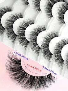 ENCHUW 7 Pairs Clear Band Natural False Eyelashes Fluffy Curling Eye Lashes Full Strip Lashes Faux Mink Lashes For Daily Wear - Black - View 2