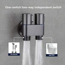Bộ vòi xịt vệ sinh cầm tay, 2 chế độ phun, van điều khiển kép 1 vào 2 ra, ống mềm 2m/78.74in, vòi xịt vệ sinh hậu môn, vòi sen cầm tay gắn kèm máy giặt và nhà vệ sinh. - A - Xem 4