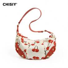 Handmade Catanzaro Camouflage Cherry Pink Fabric Crescent Tote Bag, Minimalist Large Capacity Women's Commuter Bag, Suitable For Work, University, Sports, Shopping, Travel, All Seasons, Valentine's Day Gift - Red and White - View 8