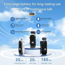 KZ K88 Business Bluetooth 5.4 Lapel Earphone, 20 Hours Talk/Music Time, LED Digital Display, Noise Cancelling Wireless Earbuds - View 8