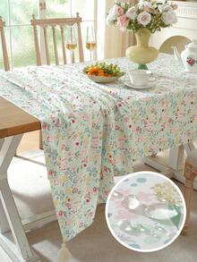 1 buah Taplak Meja Motif Bunga Tahan Air & Noda, Dekorasi Rumbai yang Lucu & Segar, Cocok untuk Festival, Pesta, Ulang Tahun, Makan Sehari-hari, Dekorasi Dapur & Ruang Makan, Semua Musim - Tunas Hijau - View 9