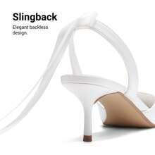 Women's Kitten Heel Pumps, Pointed Toe Slingback Low Heel Shoes, Ankle Strap Strappy Heels For Party Wedding Dress - 白色 - 查看 6