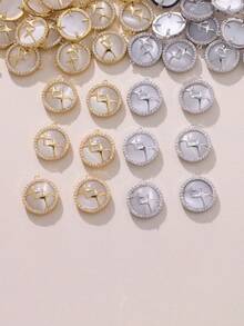 1pc/3pcs DIY Jewelry Pendant, Square Star Zirconia Inlaid Delicate Round Pendant, Can Be Made Into Earrings, Necklaces, Suitable For Any Jewelry Matching - DIY Star Pendant - View 1