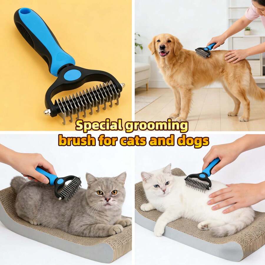 Double-Sided Detangling Brush, Pet Grooming Brush For Removing Tangles, Shedding, Brushing, Thinning And Clearing Loose Hair, Knots And Matted Fur - View 1