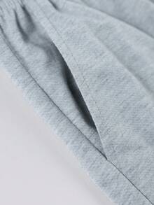 1pc Girl & Girls Casual Fashionable Elastic Waist Loose Straight Leg Pants, Versatile, New Arrival Spring/Autumn - Light Grey - View 6