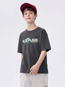 Balabala Top holgado y cómodo para niños con estampado de exploración espacial - gris oscuro - Ver 3