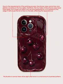 Cherry Painting New Flat Printed Cream Texture Soft Case Compatible With Iphone 17/17 Pro Max/ 16/16 Pro/16 Pro Max/15/XR/7P 8P/P12 Pro Max/P13 Pro Max/P14 Pro Max/P13/P14/P11/P12/P14, Cute & Fashionable Thick Protective Phone Case For XS/S/XS Max/7 8 GES2 - Multicolor - View 8
