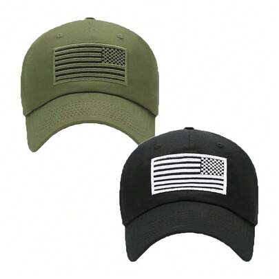 2pcs/Set American Flag Baseball Cap, Unisex Low-Key USA Outdoor Casual Hat