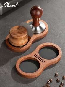 shoxil 1pc Walnut Wood Coffee Tamper Holder, Powder Storage With Moisture Separation, Coffee Tool Storage, Coffee Corner Decor, Wooden Coffee Tamper Rack, Coffee Accessories - Espresso Tamping Station - View 8