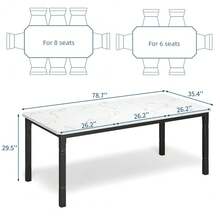 Dining Tables - 2m-black + Marble White - View 2