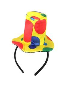 Circus Clown Headband, Clown Costume Hat, Tie, Performance Prop - Multicolor - View 4