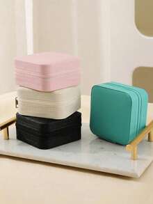 1个高品质大容量首饰收纳盒，便携式旅行首饰收纳盒，女士礼盒，防水PU皮革首饰收纳盒，化妆品收纳盒，小型首饰盒，戒指、项链和手镯收纳盒，首饰展示盒，旅行收纳盒，旅行必备品，女士礼物，节日礼物，圣诞礼物。 - 彩色 - 查看 11