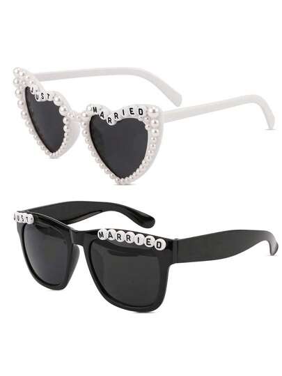 2件/套 时尚眼镜，适用于婚礼派对装饰，也适用于婚礼、单身派对、新娘送礼会和其他场合。