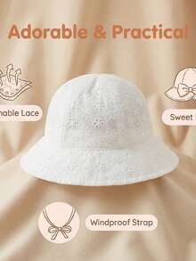 1 chiếc mũ xô lưới rỗng cho bé gái 0-2 tuổi, mũ chống nắng thêu có thể điều chỉnh, phù hợp cho trang phục hàng ngày của bé gái. - Nhiều màu - Xem 8