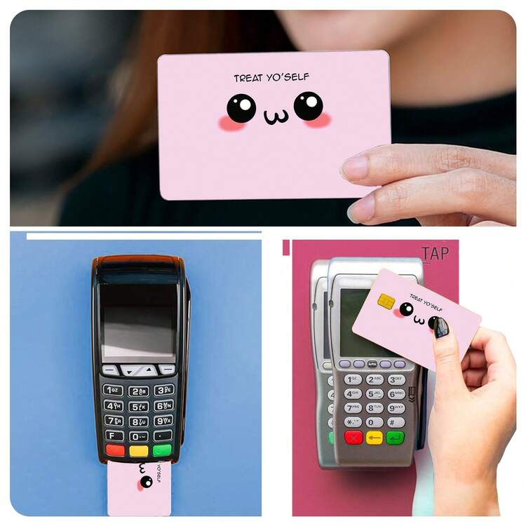 4 piezas de pegatinas de colores para tarjetas de crédito, pegatinas decorativas personalizadas resistentes al agua y a los arañazos, adecuadas para tarjetas de crédito/débito/transporte - C-Multicolor - Añade 6