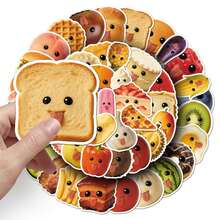 50张趣味食物贴纸，表情滑稽，姿势可爱，可定制，防水乙烯基材质，适用于冰箱、午餐盒等，带来欢乐和笑声。 - A - 查看 6