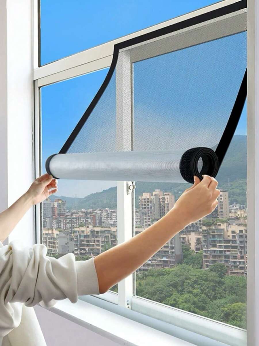 Upgraded Dual-Side No-Drill Window Screen – Nano PP Mesh Mosquito Net, Breathable & Kid- Insect Fly Barrier, Easy DIY Adjustable Fit For Sliding/Hanging Windows, Reusable & Washable Home Protection