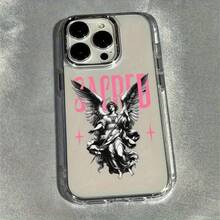 Phone case: Angel English Pattern TPU Protective Case | Shockproof Phone Case | Scratch- Transparent Cover for  17/16 Series and  12 / 13 / 14 / 15 Models - Blanco - Ver 2
