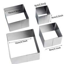 5件套不锈钢波浪边和直边饼干模具（尺寸分别为2英寸、2.6英寸、3英寸、4.7英寸和5.5英寸），4件套方形慕斯蛋糕圈 - 查看 6