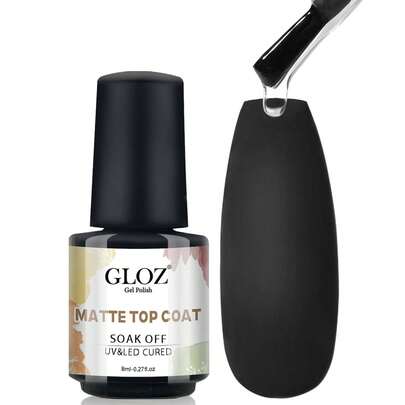 GLOZ 哑光凝胶封层，适用于凝胶指甲油，防脱粉哑光封层，适合细节粉彩绘制，持久耐用，秋季美甲礼物之选，女士佳品。