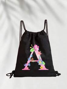 Drawstring Bag School Backpack Sport Bag Women's Fashion Shoulder Backpacks Canvas - Multicolor - View 3