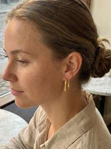 5 pares de juego de aretes para mujeres, aretes de botón gruesos de acero inoxidable, aretes de moda vintage casuales adecuados para niñas, diseño de aretes para mujeres, corazón, redondo, cuadrado, asimétrico, geométrico, texturado, rayado, perfectos para uso diario y regalos de fiesta, joyería personalizada dorada - Multicolor - Ver 3