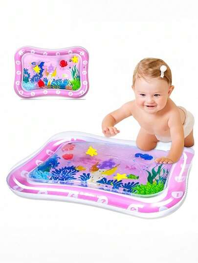 Inflatable Slapping Mat, Baby Water Play Mat, Suitable For Infants And Toddlers 3-24 Months, Strengthens Baby's Muscles, Portable Pink Baby Toy