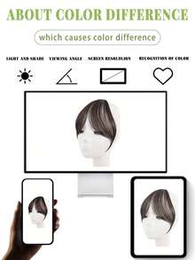 女士假发，自然刘海，逼真的“8”字形空气刘海，无缝轻盈的法国合成假发刘海。 - 彩色 - 查看 8