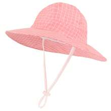 Sun Hat For Baby Boys Girls Adjustable Toddler Kids Sun Protection Hat Wide Brim Summer Play Hat With Chin Strap - Seersucker Plaid Six-panel Hat - View 11