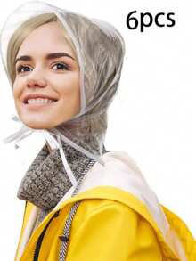 6pcs Women's Rain Hat With Sun Visor, Transparent Waterproof Plastic Rain Hat (Extra Thick) - Rain Cover - View 9